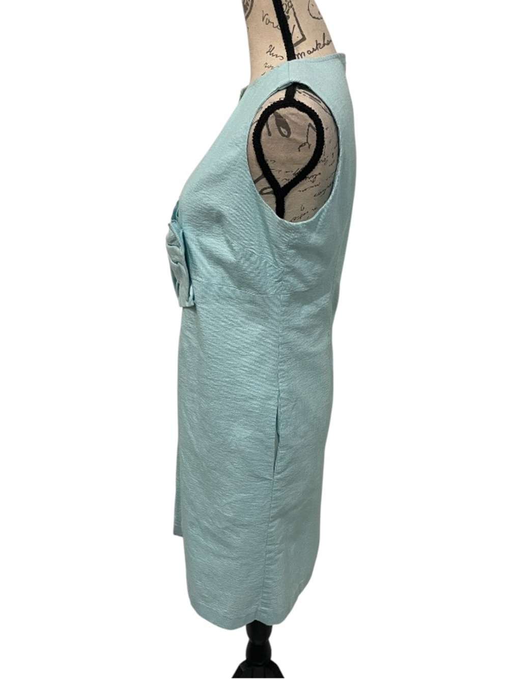 Sara Campbell Aqua Bow Sheath Dress Size 10 Made in USA - Picture 7 of 13